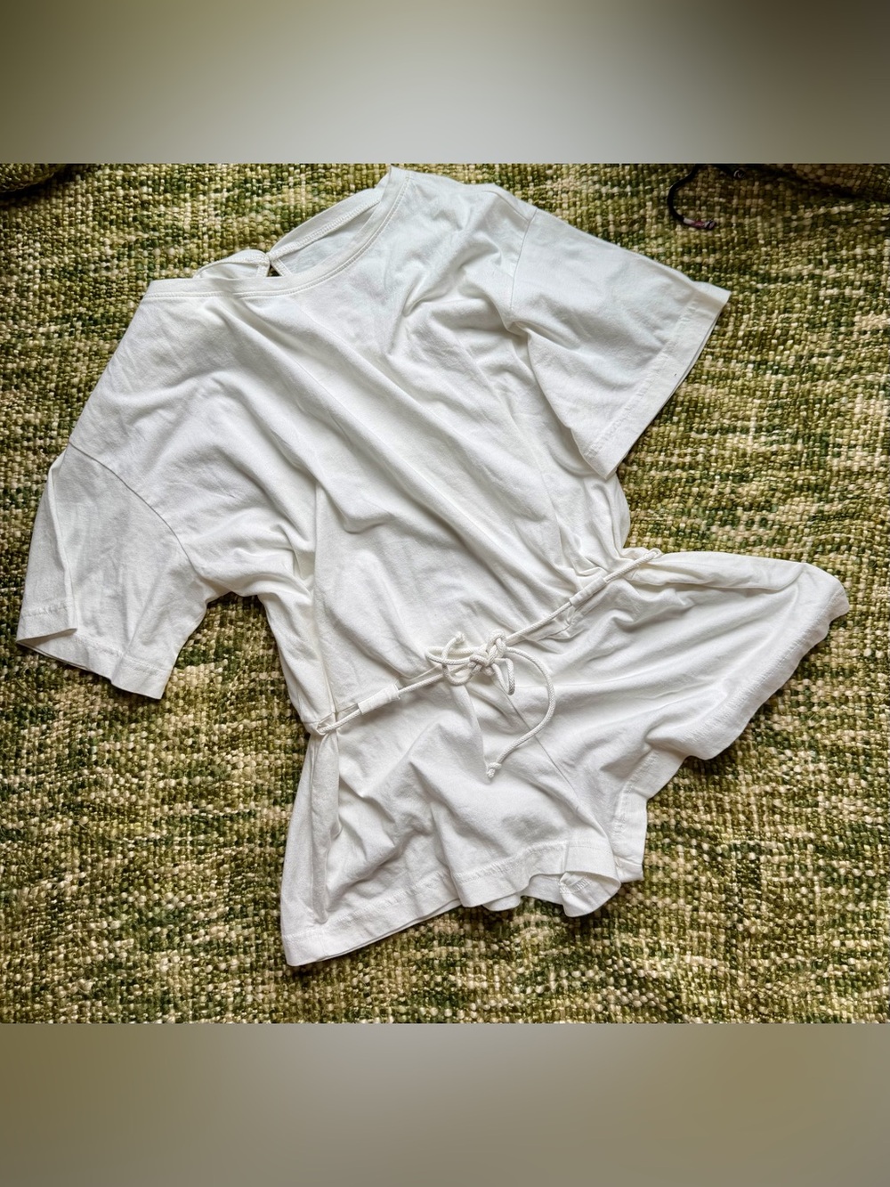 New White Short Sleeve Romper with Hip Tie Free Est “Free people” Size XS
